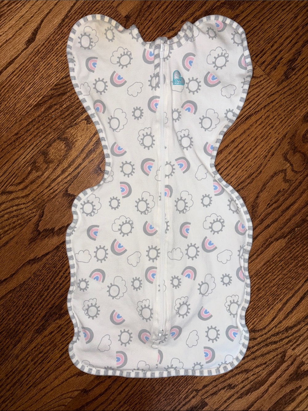 Love to dream White Sleep Sack with Gray and Pink Rainbows